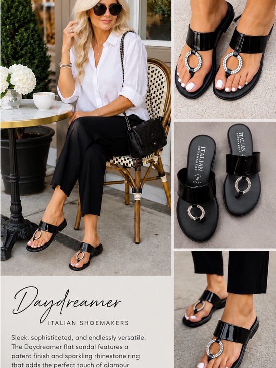 Daydreamer Shoes - Daydreamer Black Patent Sandals with Rhinestone Ring SIZE 7 NWT